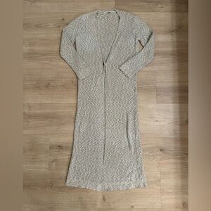 Free People Beige Long Sleeve One Button Duster Boho Sweater Women’s Size Large